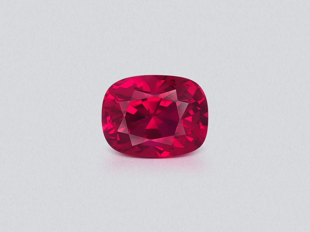 Unheated Crimson Red ruby cushion cut 2.02 carats, Mozambique. Gubelin