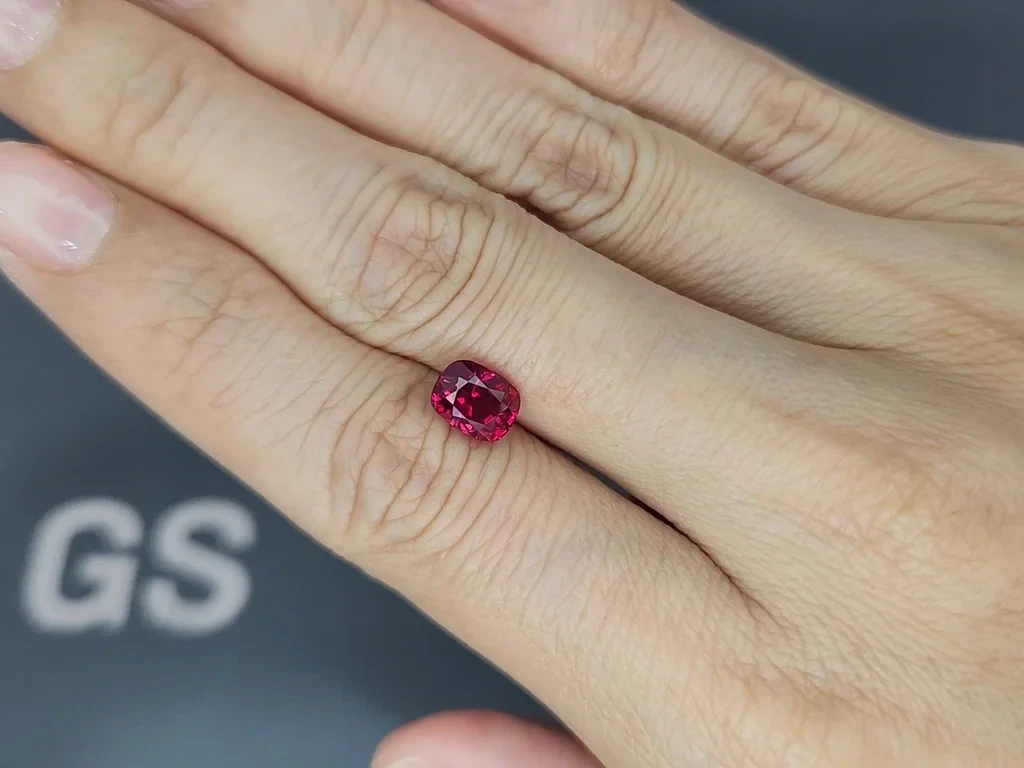 Unheated Crimson Red ruby cushion cut 2.02 carats, Mozambique. Gubelin 2