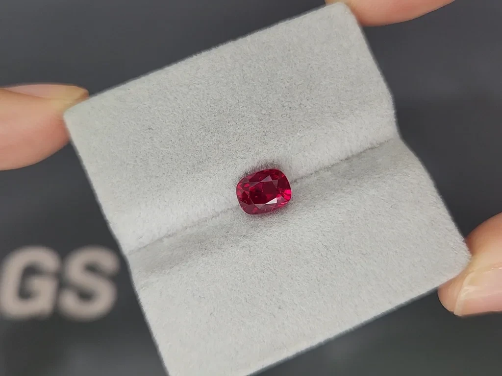 Unheated Crimson Red ruby cushion cut 2.02 carats, Mozambique. Gubelin 4