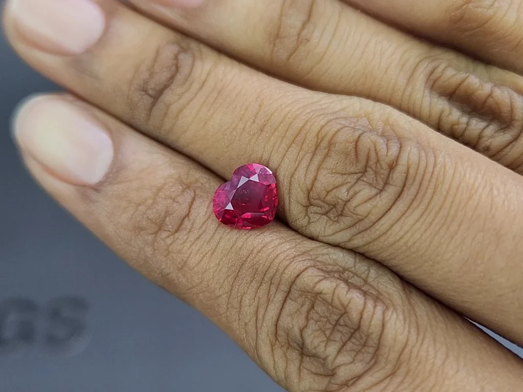 Unheated Intense Red ruby in heart shape 2.53 carats, Mozambique 2