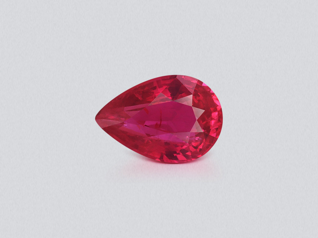Unheated Intense Red ruby in pear cut 1.57 carats, Mozambique
