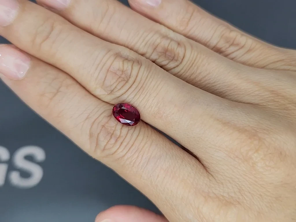 Unheated ruby Pigeon blood oval cut 2.05 carats, Mozambique. GRS 2
