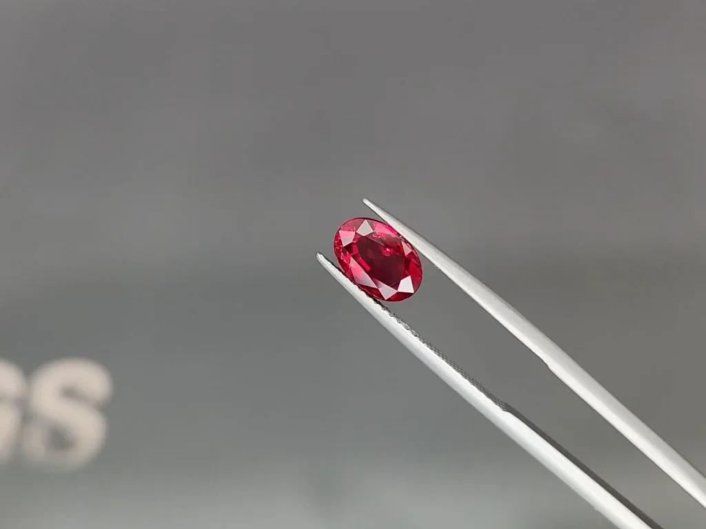 Unheated ruby Pigeon blood oval cut 2.05 carats, Mozambique. GRS 3