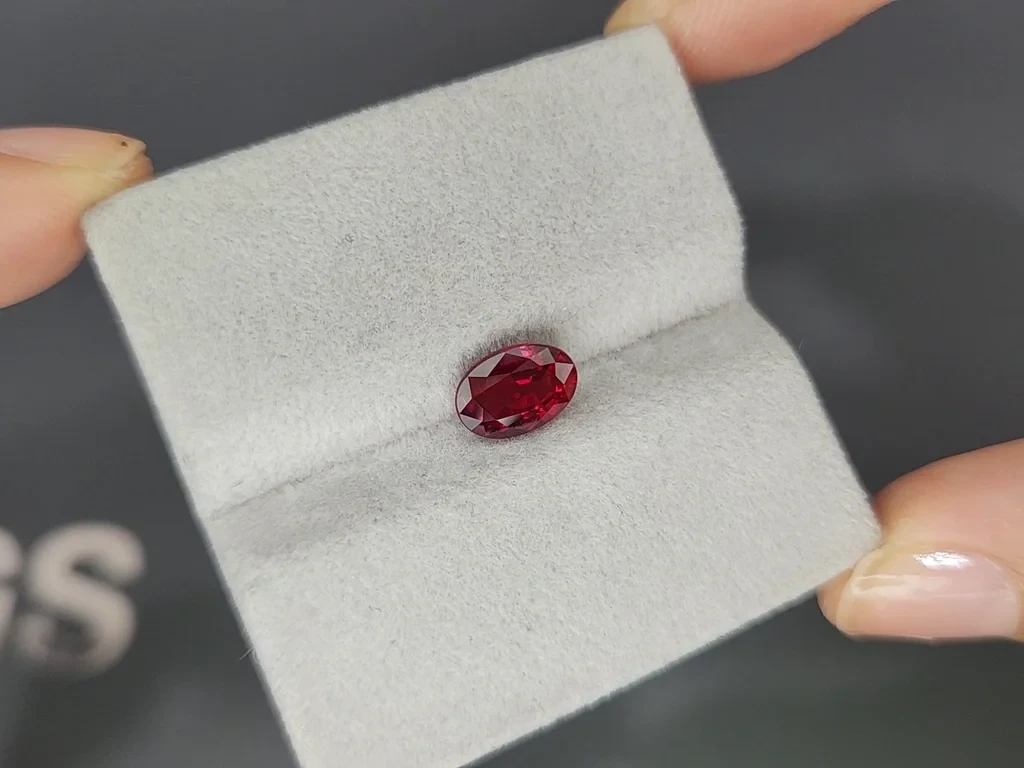 Unheated ruby Pigeon blood oval cut 2.05 carats, Mozambique. GRS 4