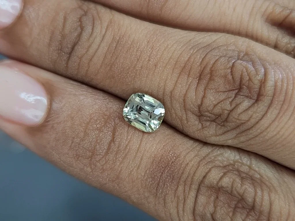 Vanadium containing chrysoberyl cushion cut 1.52 carats, Madagascar 2
