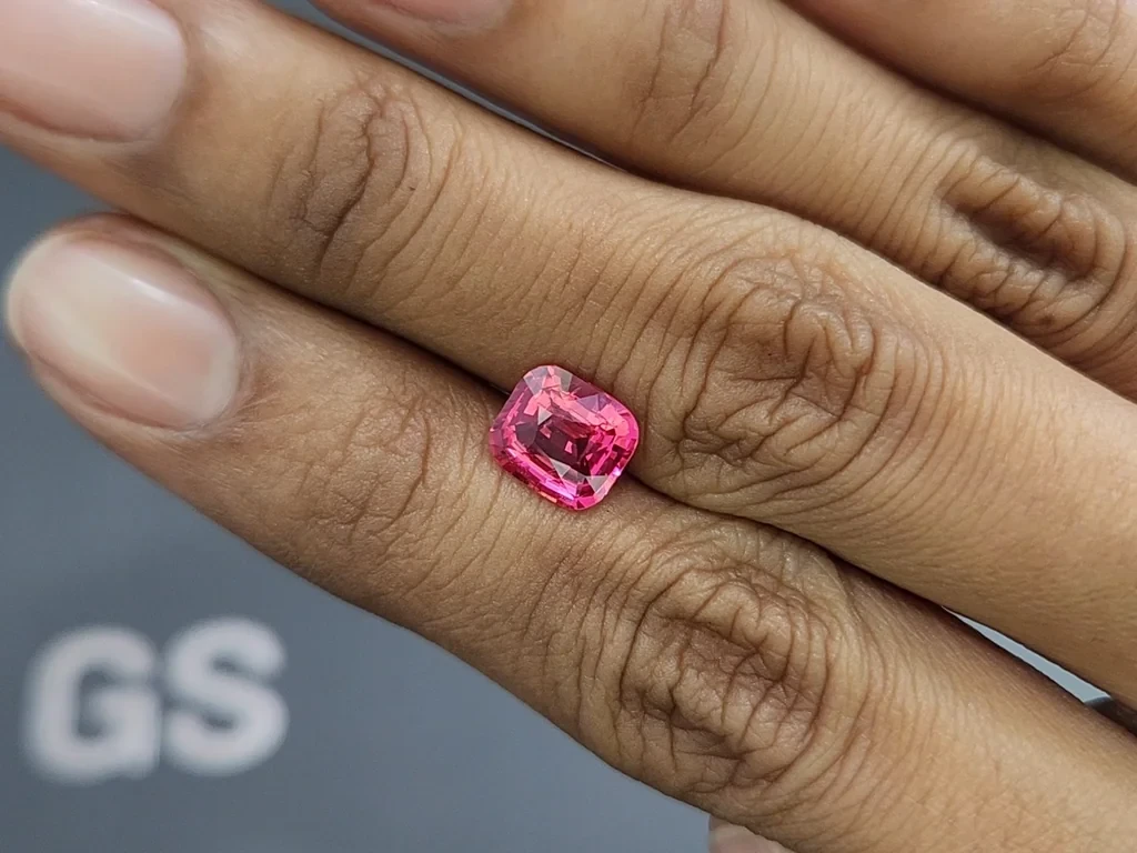 Vibrant Vivid Pink Mahenge spinel in cushion cut  2.05 carats, Tanzania 2