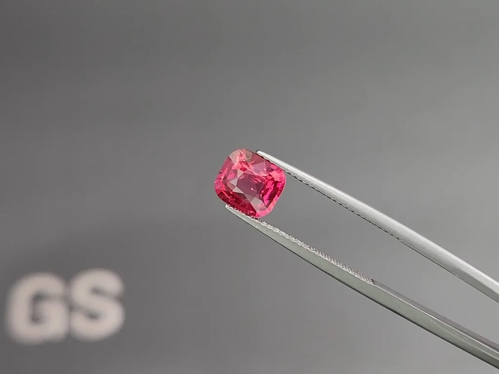 Vibrant Vivid Pink Mahenge spinel in cushion cut  2.05 carats, Tanzania 3