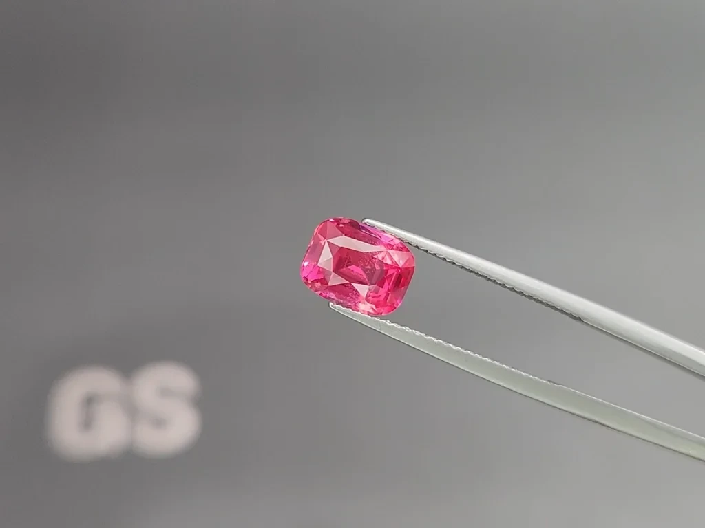 Vibrant Vivid Pink Mahenge spinel in cushion cut 2.57 carats, Tanzania 3