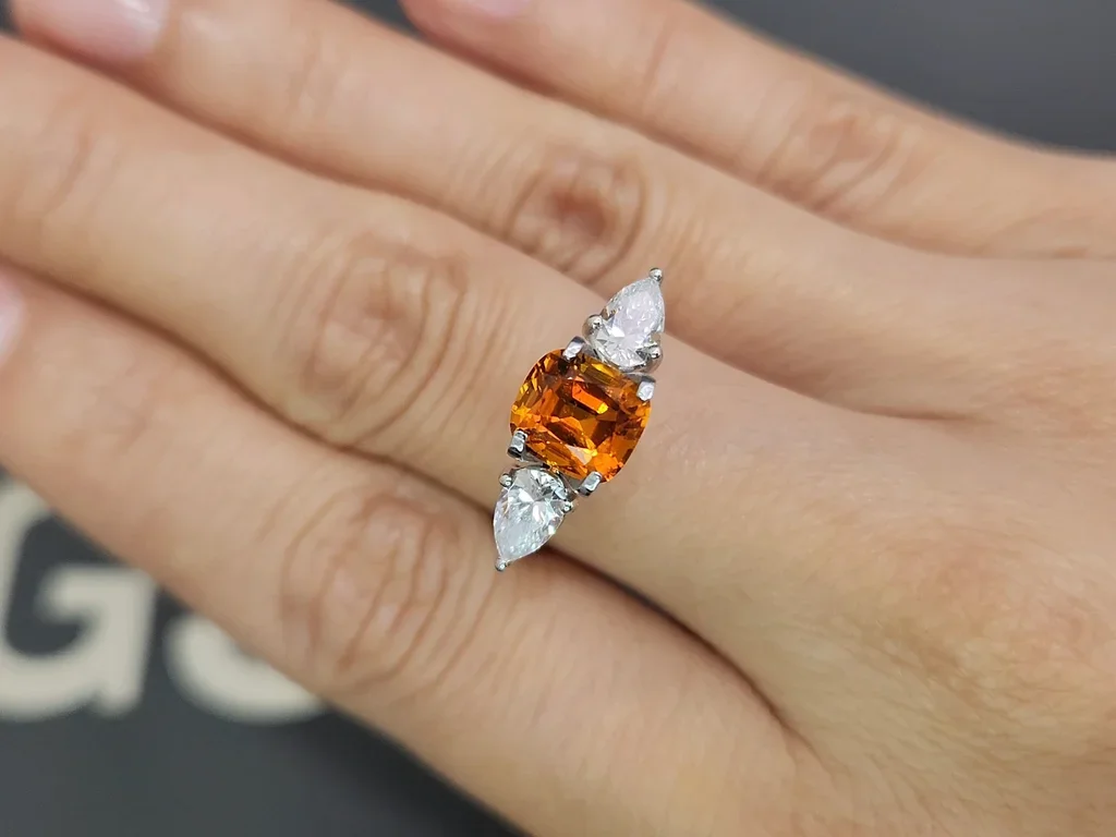 Vivid orange clinohumite in cushion cut 1.63 carats, Afghanistan 5