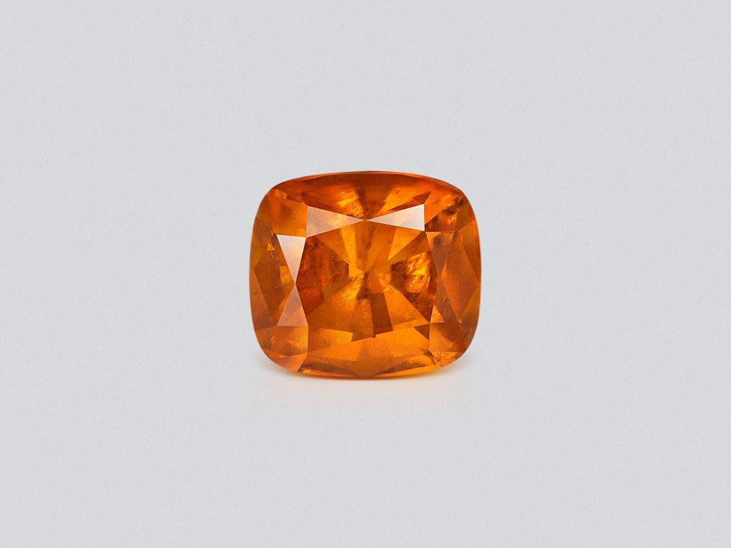 Vivid orange clinohumite in cushion-cut 4.59 carats, Afghanistan