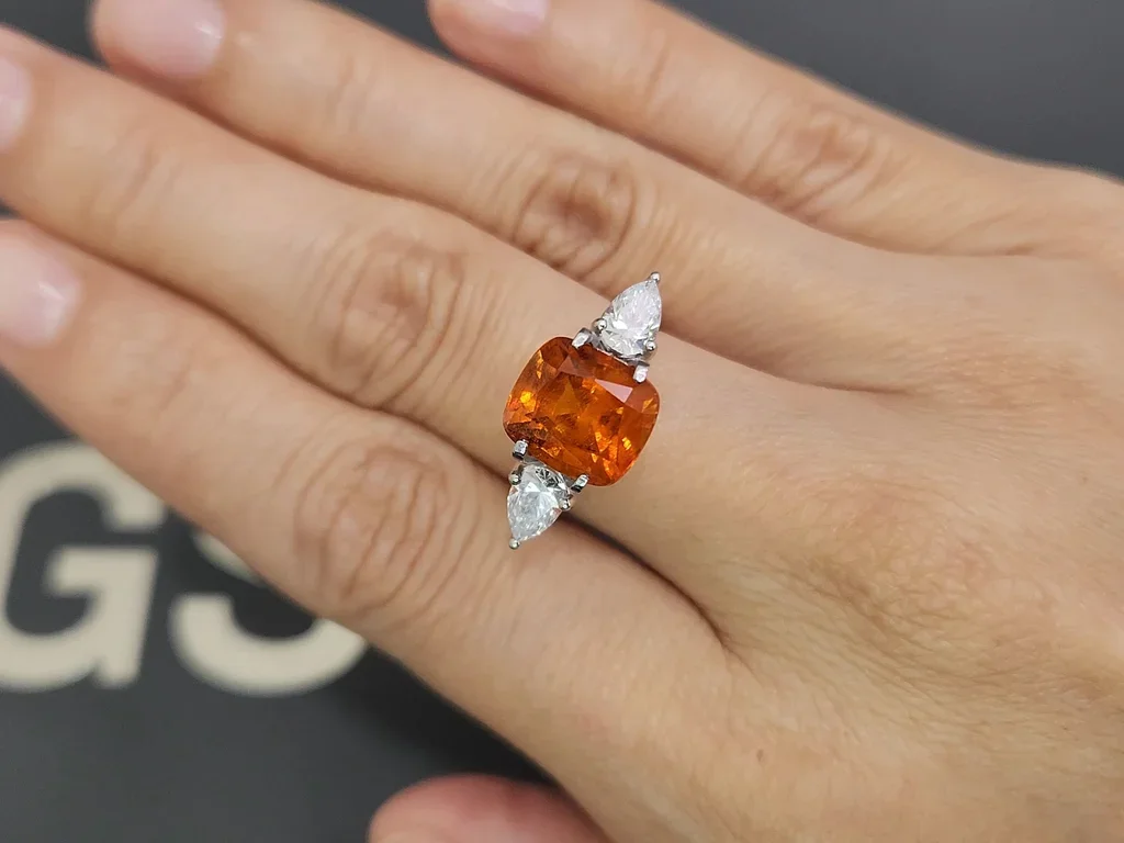 Vivid orange clinohumite in cushion-cut 4.59 carats, Afghanistan 5