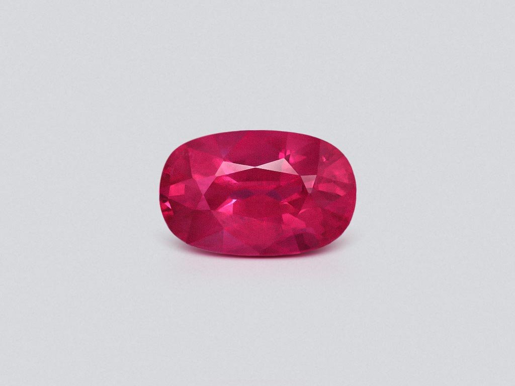Vivid Red-Pink Mahenge spinel in cushion cut 4.12 carats, Tanzania